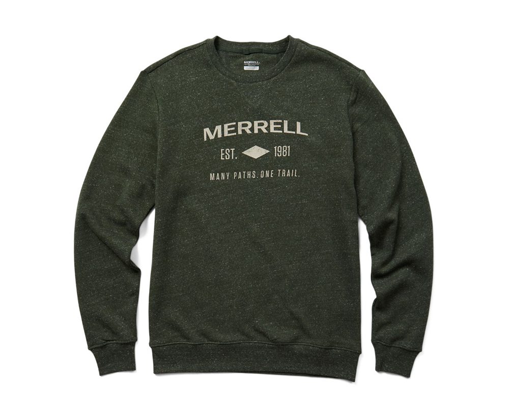 Merrell Bluse Herre - Est 1981 Wordmark Crewneck - Olivengrøn - YQP097264